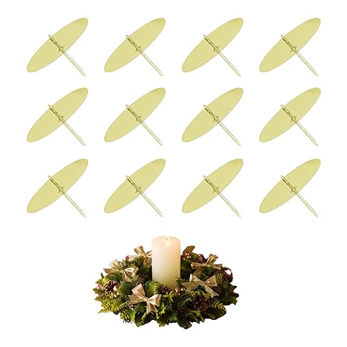 LongZYU 12 Stück 6cm Kerzenhalter für Adventskranz Gold Adventskerzenhalter Metall Kerzenständer Set Kerzenteller zum Stecken für DIY Kranz Advent Weihnachten Tischdeko von LongZYU