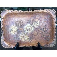 Vintage 1940S Handgeschnitztes Tablett Aus Resin von LongcreekBackwoods