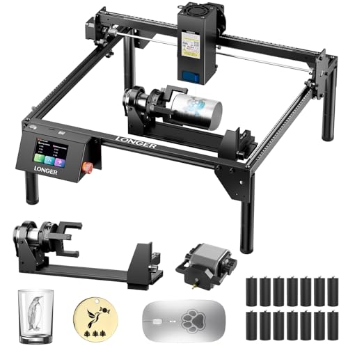 LONGER Lasergraviermaschine Ray5 Bundle 20000 mW Gravurmaschine mit Luftunterstützungs-Kit, DIY CNC Laserschneidwerkzeug für Metall, Glas und Holz, Arbeitsbereich 15,7 × 15,7 Zoll, mit 4-in-1 Rotation LONGER Lasergraviermaschine Ray5 Bundle 20000 mW Gravurmaschine mit Luftunterstützungs-Kit, DIY CNC Laserschneidwerkzeug für Metall, Glas und Holz, Arbeitsbereich 15,7 × 15,7 Zoll, mit 4-in-1 Rotation von Longer