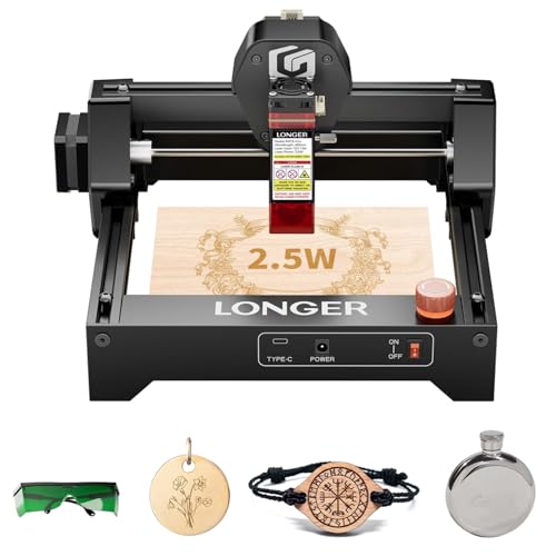 LONGER Ray5 2.5W mini laser Graviermaschine,12000 mm/min Hochgeschwindigkeitsschneider, für Holz, Metall, Acryl, Leder.130 x 140 mm Arbeitsbereich von Longer