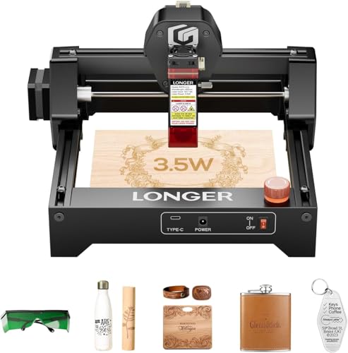 LONGER Ray5 3.5W mini Laser Graviermaschine,12000 mm/min Hochgeschwindigkeitsschneider,für Holz, Metall, Acryl, Leder.130 x 140 mm Arbeitsbereich von Longer