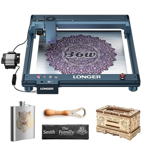 Longer Laser B1 30W Lasergravierer mit automatischer Luftunterstützung, DIY Lasergravierer für Holz, Metall, Papier, Acryl, Glas, Leder, Arbeitsbereich, Arbeitsbereich 450x440mm von Longer