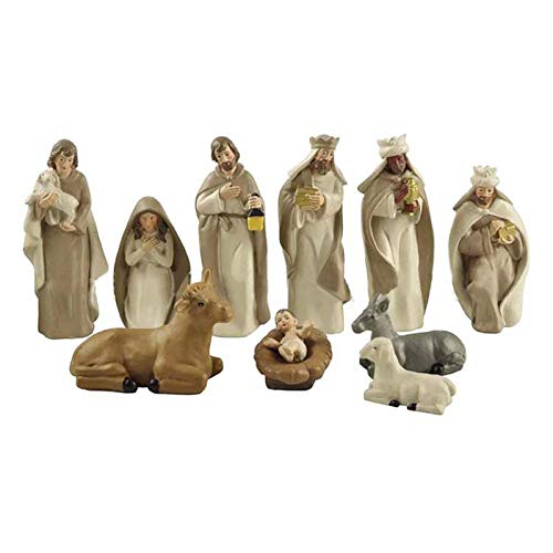 Longgaohui Set von 11 Krippenfiguren, Christus Geburt Jesu Statue Set, Heilige Familie Figuren Krippe Szene für Heimtextilien, religiöses Geschenk, Sammlung von Longgaohui