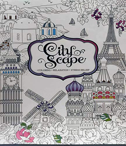 Malbuch City Scopes (50 Blatt, 290x210mm) Coloring Book Anti Stress für Erwachsene von Longking