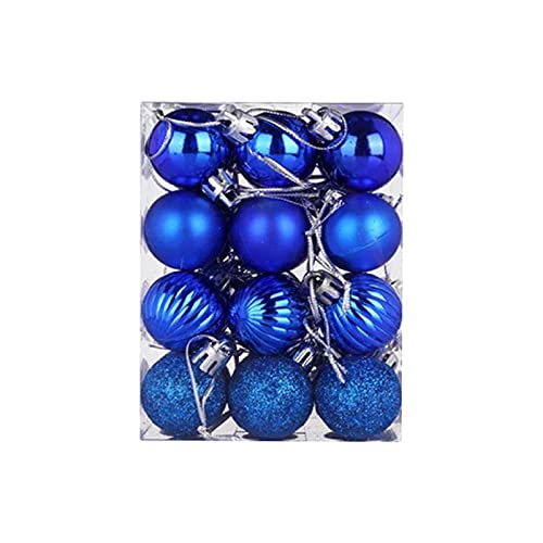 24 Stück Weihnachtsbaumkugeln Weihnachtskugeln Dekokugeln Christbaumkugeln Baumkugeln Tannenbaumschmuck Weihnachtsdekoration Kunststoffkugeln Tannenbaumkugeln, für Drinnen und (Dark Blue, 24 Stücke) von Longra