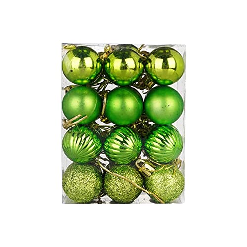 24 Stück Weihnachtsbaumkugeln Weihnachtskugeln Dekokugeln Christbaumkugeln Baumkugeln Tannenbaumschmuck Weihnachtsdekoration Kunststoffkugeln Tannenbaumkugeln, für Drinnen und (Green, 24 Stücke) von Longra
