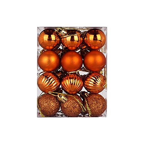 24 Stück Weihnachtsbaumkugeln Weihnachtskugeln Dekokugeln Christbaumkugeln Baumkugeln Tannenbaumschmuck Weihnachtsdekoration Kunststoffkugeln Tannenbaumkugeln, für Drinnen und (Orange, 24 Stücke) von Longra