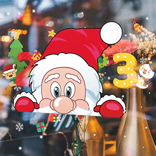 Fensterbilder Weihnachten Fensterdeko Schneeflocken Fensterbilder Weihnachtsdeko Fenstersticker Wiederverwendbar Selbstklebend PVC Aufkleber Weihnachtsfensterbilder für Winter (k-Red, One Size) von Longra