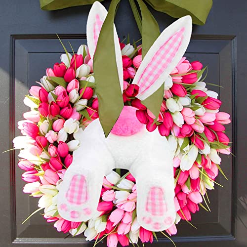 Osterdeko Osterkranz mit Hase Osterhase Kranz Osterdeko Osterkranz Hasen Hintern Ohren Osterdeko Osterkranz Tür Basteldekoration Kaninchenform Girlande Wandkranz Türkranz Bunny Ostern Deko Tischdeko von Longra