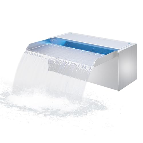 LONGRUN 30cm Teich-Wasserfall,304 Edelstahl Pool-Wasserfall mit Wasserpumpe,7 Farben Bluetooth LED Garten Brunnen LONGRUN 30cm Teich-Wasserfall,304 Edelstahl Pool-Wasserfall mit Wasserpumpe,7 Farben Bluetooth LED Garten Brunnen von Longrun