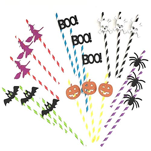 Halloween Strohhalme Cocktail Trinkhalme 18er Pack Hawaii Party Stroh Cocktails Dekorative Strohhalme Party Dekoration Zubehör von Longsing