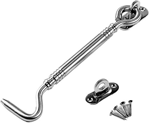 Longsing Sturmhaken 1pcs Kabinenhaken Edelstahl-Hochleistungskabinenhaken und Ösenschloss für Schuppen Tor oder Garagentor (8 Zoll,20cm) von Longsing