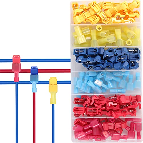 T-Tap Wire Connectors Self-Stripping Quick Splice Electrical Wire Terminals Insulated Male Quick Disconnect Spade Terminals Assortment Kit with Storage box (3 Color,360 Pcs) von Longsing