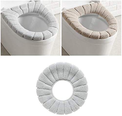 WC Sitzbezüge WC-Sitz Cover Toilettensitzbezüge Universal Toilettensitzmatte aus Dehnbarem Stoff (Beige + Grau) TD von Longsing