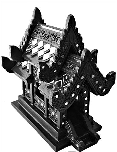 Longway-Buddha Geisterhaus in edlem Schwarz mit Spiegelsteinen verziert San Phra Phum Spirit House Black ca. 27cm aus Thailand Zeremonielles Deko-Objekt Geschenkidee Talisman Glücksbringer von Longway-Buddha