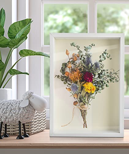 3D Bilderrahmen 23 x 32 cm,Bilderrahmen tief 6cm für Objekte bis 6cm,Tiefer Rahmen mit Transparente Glas Rahmen Objektrahmen für Wandbehang oder Desktop (Weiß) von Longzhuo