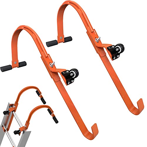 Longzhuo 2er-Pack Heavy Duty Leiter Dachhaken – 500 lbs Gewicht Leiter Dachhaken mit Rad Heavy Duty Stahlleiter Stabilisator, T-Bar mit Gummigriff, schnelle und einfache Einrichtung von Longzhuo