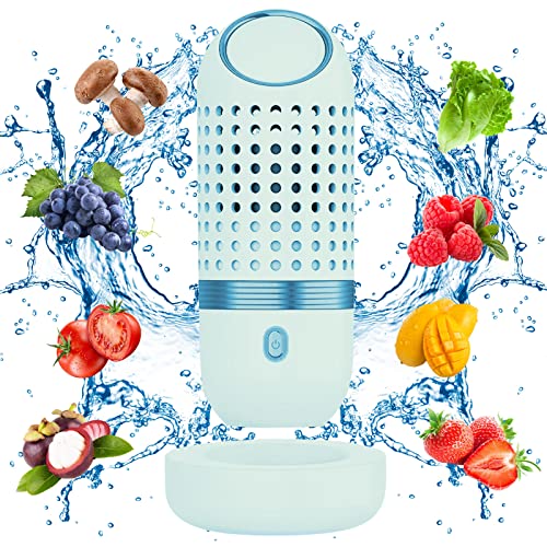 Obst und Gemüse Waschmaschine, Lebensmittelreiniger mit OH-Ionen-Reinigungstechnologie Tragbarer Lebensmittel Reiniger Gerät zur Reinigung Von Obst, Gemüse, Reis, Geschirr(Blau) von Longzhuo