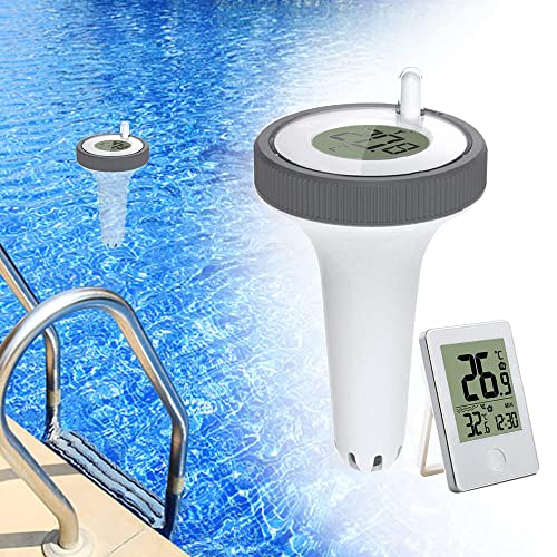 Poolthermometer Digitales,wlan thermometer mit digitaler,Poolthermometer, LCD-Anzeige, IPX7 Schwimmend Thermometer für Pool, Teich, Außenanlage von Longzhuo