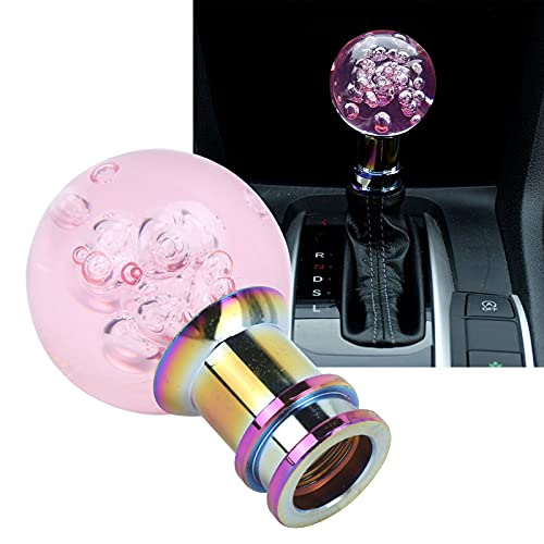 Gang Schaltkopf Universal Schaltknauf Manueller Schalthebel Ersatz Schalthebel Universal Knauf Handball Schalthebelknauf Abdeckung Trim Pink Crystal Bubble mit 3 Gewindeadaptern (8mm/10mm/12mm) von Longzhuo