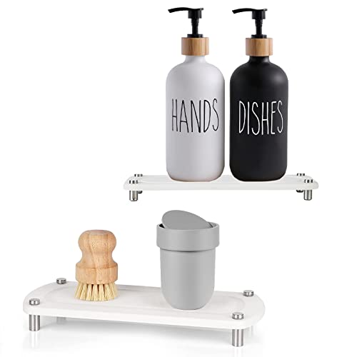 Spülbecken Caddy Instant Dry Küchenspüle Organizer, Schwammhalter für Küchenspüle Badezimmer, Kieselgur-Ständer, Erhöhung mit Edelstahl-Füßen, Schutz für modernes Zuhause (Weiß, 2 Stück) von Longzhuo