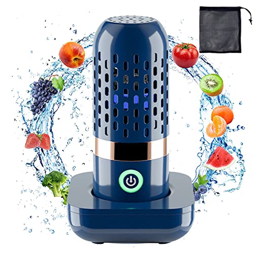 Waschmaschine Obst und Gemüse,Tragbare 3000mAh Kapselform Ultraschall Gemüsereiniger mit OH-Ionen-Reinigungstechnologie USB wiederaufladbare zur Reinigung von Obst, Gemüse, Reis, Geschirr(Blau) von Longzhuo