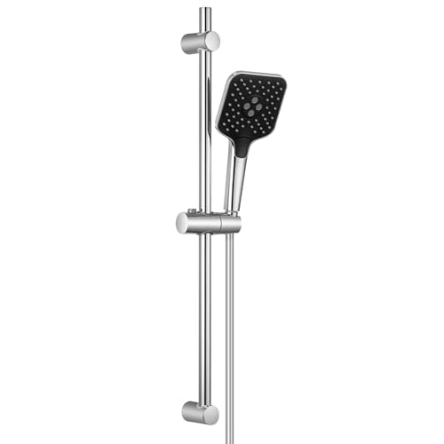 Lonheo Duschstange mit Brause, Duschset mit Edelstahl Brausestange 70 cm, Duschbrause 3 Strahlarten, 1,5 m PVC Brauseschlauch und Duschkopfhalterung, Chrom von Lonheo
