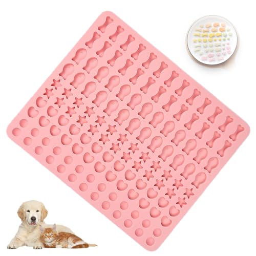 130 Gitter Silikon Backmatte Hundekekse, 5 Formen Backmatten Für Hundeleckerlies Kitchbo Backmatte, DIY Backunterlage Backform Für Hundekekse Und Leckerlis, Runden Fische Stern Herzform Knochen von Lonimia