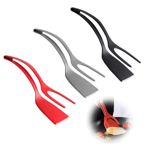 3 Stück 2 in 1 Easy Egg Flipper, Handgriff-Umdrehung der Zange, Antihaft Flipper Eierwender, Antihaft-Lebensmittelklammer, Hochtemperaturbeständiges Nylon in Lebensmittelqualität von Lonimia