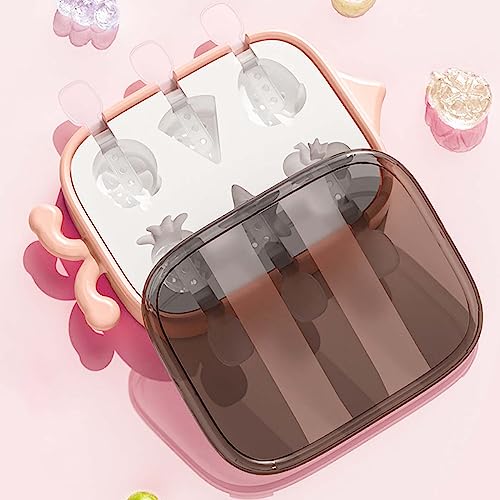 6 Kleine Eisförmchen Kinder, Mini Eisförmchen Popsicle Formen mit Stiel und Deckel, Förmchen zum Einfrieren von Obst oder Joghurt Kinder, (Rosa) von Lonimia