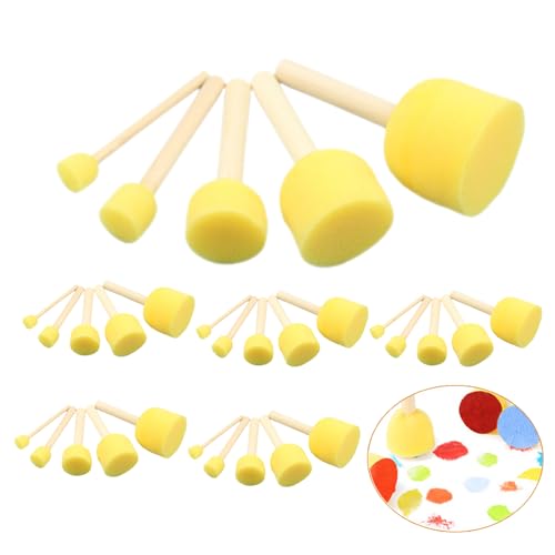 Pinselset aus Schaumstoff, 30 Stück Schwammstupf Pinsel Set, 5 Größen Schwammpinsel Schaumstoffpinsel für Malerei Handwerk Keramik DIY Malerei Werkzeuge Packung von Lonimia