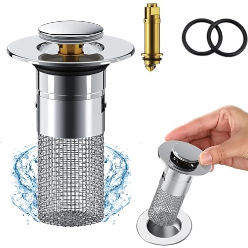 WaschbeckenstöPsel, Universal Pop Up Abflusssieb Waschbecken für 34-40mm Abfluss Ablauf, Siebstopfen mit Haarsieb für Abflussstopfen auf der Arbeitsplatte von Lonimia