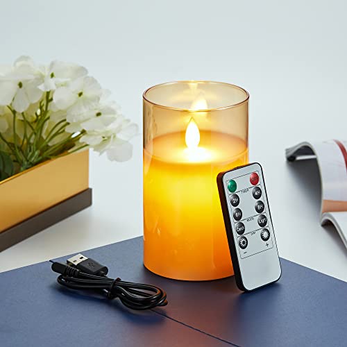 LED Kerzen, Wiederaufladbar LED Kerzen mit Glas, Halloween Kerzen, Led Kerzen mit Fernbedienung, Flammenlose Flackern Kerzen, Outdoor LED Kerzen mit Timer 12.5cm, USB Ladekabel Inbegriffen--Braun LED Kerzen, Wiederaufladbar LED Kerzen mit Glas, Halloween Kerzen, Led Kerzen mit Fernbedienung, Flammenlose Flackern Kerzen, Outdoor LED Kerzen mit Timer 12.5cm, USB Ladekabel Inbegriffen--Braun von Lonkenn