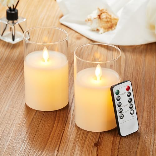 LED Kerzen【2 Stück】, Flammenlose Kerzen Flackern, LED Kerzen Flackernde Flamme mit Glas, LED Kerzen mit Fernbedienung,Echtwachssäule Kerzen, Batteriebetriebene Kerzen mit 24 Stunden Timer(12.5cm-Weiß) LED Kerzen【2 Stück】, Flammenlose Kerzen Flackern, LED Kerzen Flackernde Flamme mit Glas, LED Kerzen mit Fernbedienung,Echtwachssäule Kerzen, Batteriebetriebene Kerzen mit 24 Stunden Timer(12.5cm-Weiß) von Lonkenn