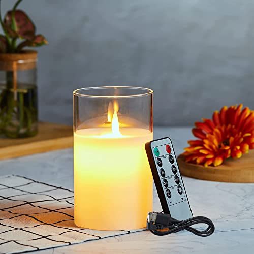 Lonkenn Wiederaufladbar LED Kerzen mit Glas, LED Kerzen, Halloween Kerzen, LED Kerzen mit Fernbedienung, Flammenlose Flackern Kerzen, Outdoor LED Kerzen mit Timer 15cm, USB Ladekabel Inbegriffen-Weiß Lonkenn Wiederaufladbar LED Kerzen mit Glas, LED Kerzen, Halloween Kerzen, LED Kerzen mit Fernbedienung, Flammenlose Flackern Kerzen, Outdoor LED Kerzen mit Timer 15cm, USB Ladekabel Inbegriffen-Weiß von Lonkenn