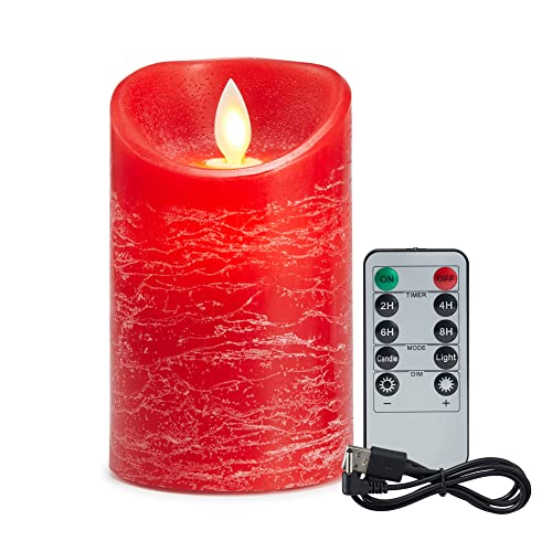 Wiederaufladbar Kerzen, Rote Flammenlose LED Kerze, LED Kerzen USB Ladekabel Inbegriffen, LED Kerzen mit Fernbedienung, Flammenlose Flackern Kerzen, Outdoor LED Kerzen mit 24 Stunden Timer-12.5cm Rot Wiederaufladbar Kerzen, Rote Flammenlose LED Kerze, LED Kerzen USB Ladekabel Inbegriffen, LED Kerzen mit Fernbedienung, Flammenlose Flackern Kerzen, Outdoor LED Kerzen mit 24 Stunden Timer-12.5cm Rot von Lonkenn