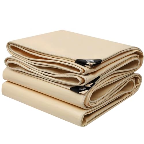 Lonmrrton PVC-Plane Strapazierfähig Abdeckplane Beige 500 g/m², Wasserdicht Bodenabdeckung, Mehrzweck-Abdeckung für Gartenmöbel, Camping, Wohnwagen und Auto mit verstärkten Ösen(1x3m) von Lonmrrton
