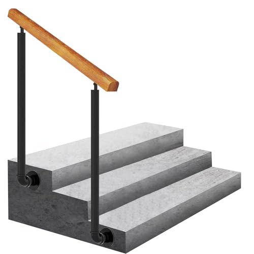 Treppengeländer-Set für Innen- und Außenbereich, verstellbare Metall-Balustradenpfosten, Holztreppen-Handlauf, Seitenmontage, Geländer, passend für 2–3 Stufen (Höhe 95 cm, 90 cm) von Lonmrrton
