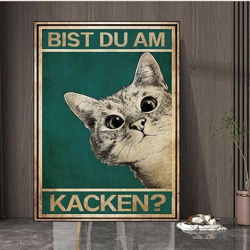 Bist du am kacken Katze Bild Poster, Lustiger Spruch Bathroom Toilet WC Decoration Guest Bathroom Badezimmer WC Toilette Deko Gästebad von Lonnalee