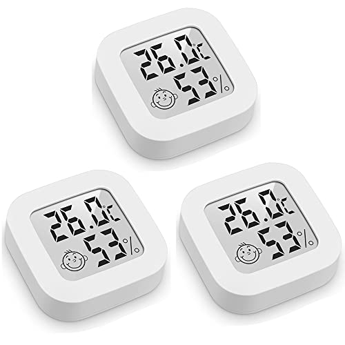 Mini Digital Thermometer Hygrometer innen, 3 PCS LCD Thermometer, Hygrometer Innen, raumthermometer zimmerthermometer temperatur und luftfeuchtigkeitsmesser für Babyzimmer Wohnzimmer Gewächshaus Büro von Lonnalee