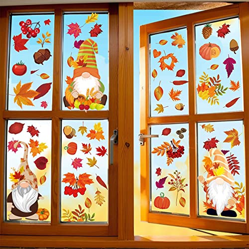 Thanksgiving Herbstdeko Fenster Aufkleber, 6 Sheet Erntedankfest Fensteraufkleber Herbst, Thanksgiving Dekorationen, Ohne Kleber Statisch Selbsthaftend Fensterdeko Herbstdeko von Lonnalee