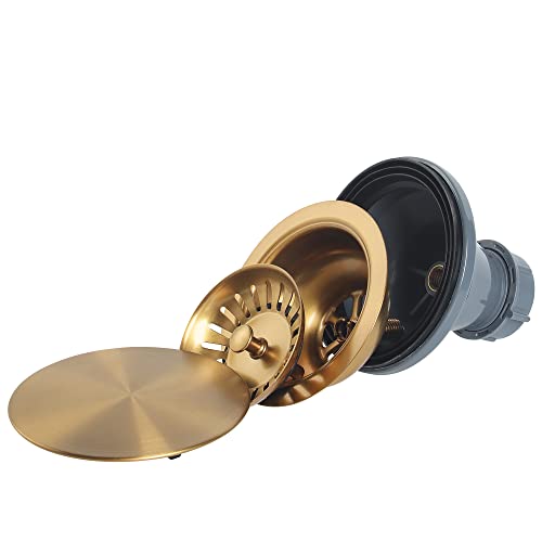 Lonsince Spülbecken-Ablaufgarnitur mit Korb, goldfarbenes Waschbeckensieb, 8,9 cm, Edelstahl-Spülbeckensieb mit dekorativer Abdeckung, goldfarben Lonsince Spülbecken-Ablaufgarnitur mit Korb, goldfarbenes Waschbeckensieb, 8,9 cm, Edelstahl-Spülbeckensieb mit dekorativer Abdeckung, goldfarben von Lonsince