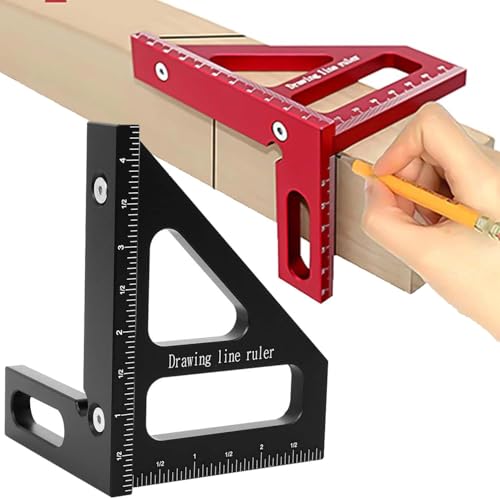 3D-Mehrwinkel-Messlineal, 3D-Mehrwinkel-Schneidwerkzeug for Zimmermannswinkel, 45/90-Grad-Gehrungsdreieck-Lineal Aus Aluminiumlegierung, Hochpräziser Winkelmesser for Die Holzbearbeitung(Black) von Lonvgrt