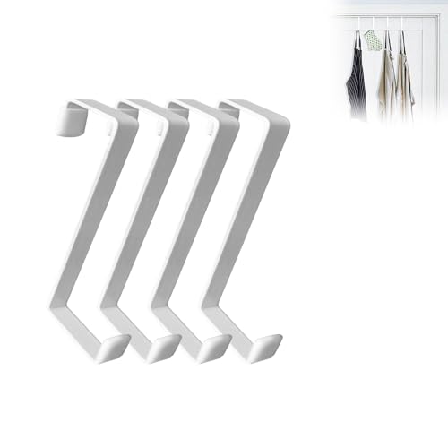Lonwiner 4 Stück Türhaken zum Einhängen, Kleiderhaken Tür Fensterhaken Zum Einhängen Handtuchhalter Tür Türhaken Innenseite Kunststoffhaken, 2 Farben (Weiß, 10cm) von Lonwiner