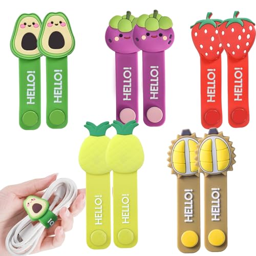 Lonwiner 5 Stück Fruits Cord Ties, wiederverwendbare Kabelbinder aus Silikon, vielseitig einsetzbar, Organizer für elastische Kabel, Befestigungsband aus Silikon für Datenkabel, wiederverwendbar und Lonwiner 5 Stück Fruits Cord Ties, wiederverwendbare Kabelbinder aus Silikon, vielseitig einsetzbar, Organizer für elastische Kabel, Befestigungsband aus Silikon für Datenkabel, wiederverwendbar und von Lonwiner