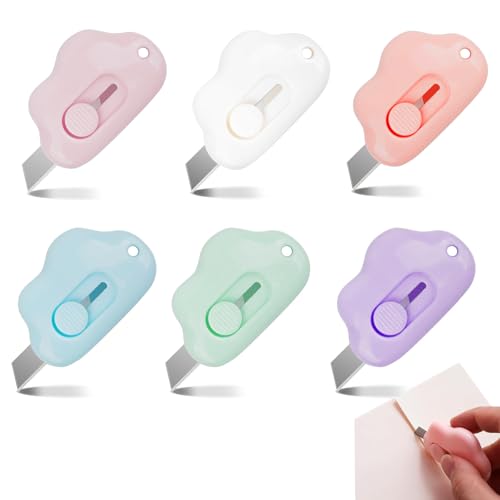 Lonwiner 6 Stück Mini Cuttermesser Klein Cloud, Mini Gebrauchsmesser Tragbares Brieföffner für Pappe Papier Schachtel Paket Papierschnitt, 6 Farben Lonwiner 6 Stück Mini Cuttermesser Klein Cloud, Mini Gebrauchsmesser Tragbares Brieföffner für Pappe Papier Schachtel Paket Papierschnitt, 6 Farben von Lonwiner
