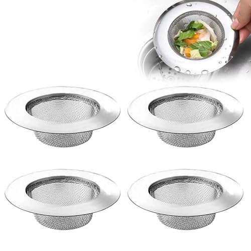 Lonwiner Abflusssieb für Dusche, Abflusssieb, Abflusssieb, Küchenspüle, Abflusssieb, Edelstahl, Außendurchmesser 11,3 cm, verstopfungssicher, 4 Stück von Lonwiner