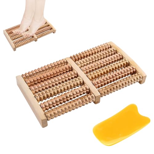 Lonwiner Fußmassageroller Holz, Fussmassagegerät Faszienrolle Fuß Fußmassageroller Massageroller, Protokollfarbe (groß) von Lonwiner