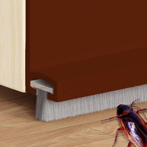 Lonwiner Türdichtung Zugluftstopper für Türen 100cm/90cm - Der einzige Windstopper mit Filzabschluss für Kälteschutz,Bürstendichtung Selbstklebend Zugluftstopper,Türdichtung Unten (Braun, 100cm) von Lonwiner
