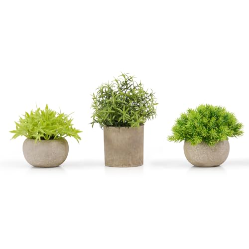 Lonxio 3 Stück Künstliche Pflanzen, Kleine Kunstpflanzen Deko Fake Plant,Gefälschte Pflanzen für Home Schlafzimmer Büro Dekoration Indoor (Green B) von Lonxio
